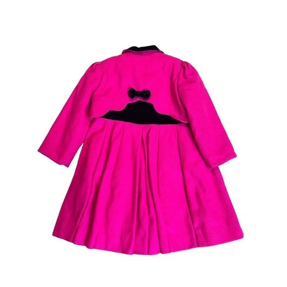SOLD Vintage Coat Rothschild wool peacoat fuchsia Pink Black 6 - Picture 3 of 12
